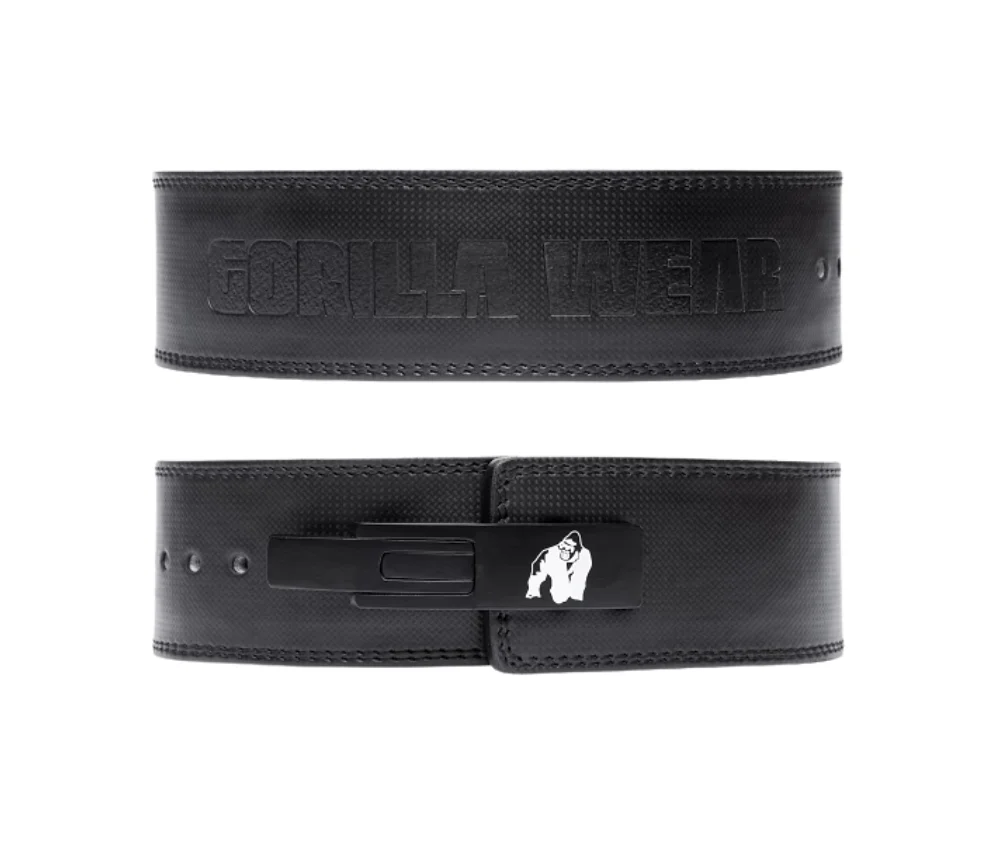 Gorilla Wear 4 Inch Carbon Leather Lever Belt, Black