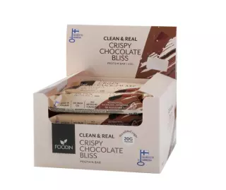 12 kpl Foodin Clean & Real Protein Bar, 55 g, Crispy Chocolate Bliss