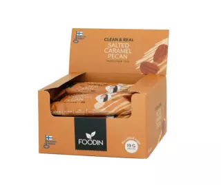 12 kpl Foodin Clean & Real Protein Bar, 55 g, Salted Caramel Pecan