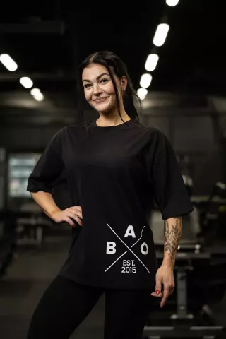 BAO Unisex T-paita helmalogolla, musta