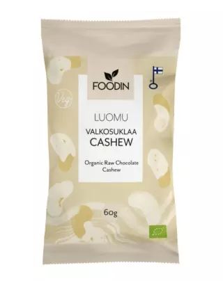 FOODIN Valkosuklaacashew, luomu, 60 g