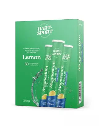Hart-Sport Magnesium 200 mg + B6 poretabletti, 3x20 tabl. (240 g), Lemon