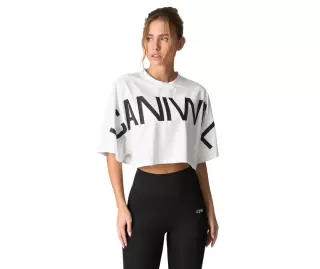 ICIW Contrast Cropped Logo T-shirt, White