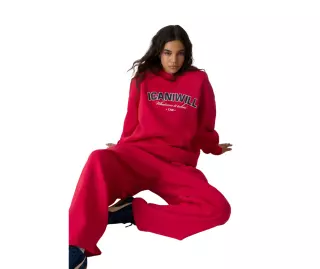 ICIW Everyday Relaxed Crewneck Terry Print, Bright Red