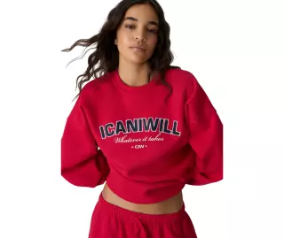 ICIW Everyday Relaxed Crewneck Terry Print, Bright Red