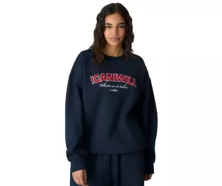 ICIW Everyday Relaxed Crewneck Terry Print, Midnight Blue