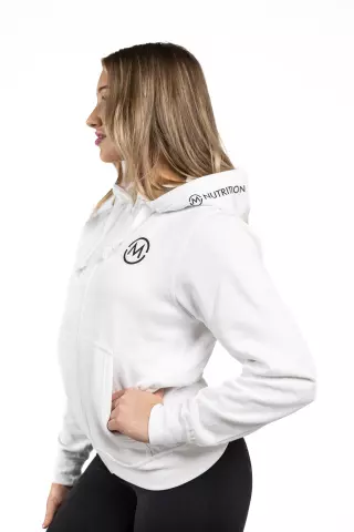 M-Nutrition Unisex Zip Hoodie, Valkoinen