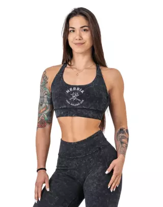NEBBIA Washed Medium-Support Sports Bra GOLDEN AGE 778, Black (Poistotuote)