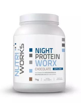 Nutri Works Night Protein Worx With ZMA, 1 kg, Chocolate (päiväys 10/26)