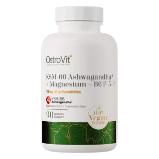 OstroVit KSM-66 Ashwagandha 300 mg + Magnesium + B6 P-5-P VEGE, 90 kaps.