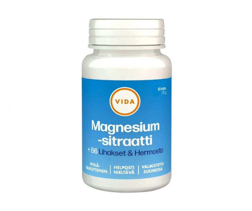 Vida Magnesiumsitraatti +B6, 90 kaps.