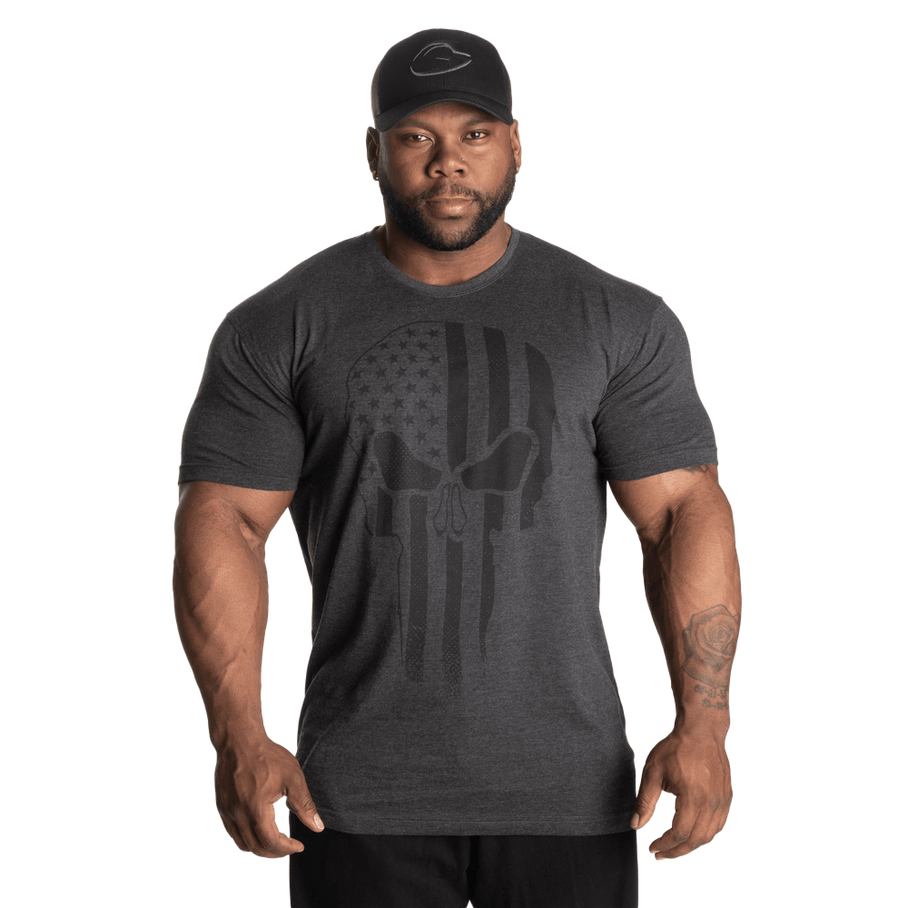 GASP Skull Standard Tee, Dark Grey Melange