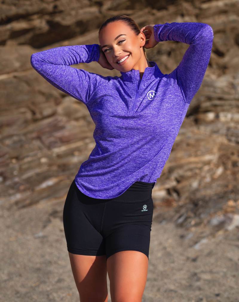 M-Sportswear Outlet Long Sleeve Workout Shirt, Violet Melange