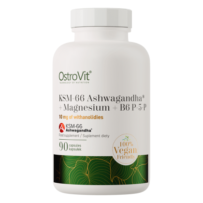 OstroVit KSM-66 Ashwagandha + Magnesium + B6 P-5-P VEGE, 90 kaps.