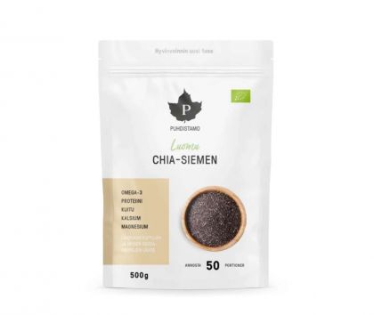 Puhdistamo Luomu Chia-Siemen, 500&nbsp;g