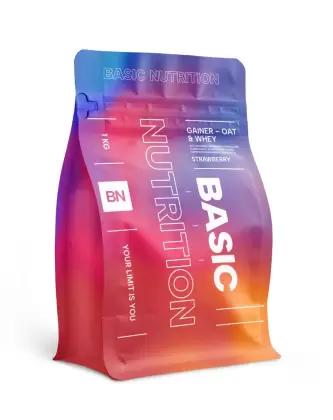Basic Nutrition Gainer - Oat & Whey, 1&nbsp;kg (Poistotuote), Strawberry