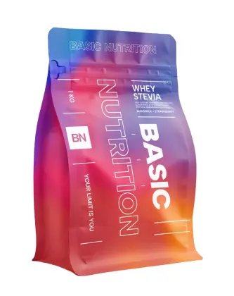 Basic Nutrition Whey, 1&nbsp;kg, Strawberry (Stevia)