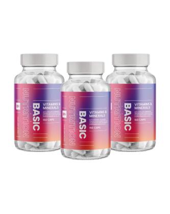 Big Buy: 3 kpl Basic Nutrition Vitamins & Minerals (450 kaps.)