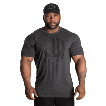 GASP Skull Standard Tee, Dark Grey Melange