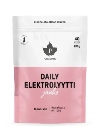 Puhdistamo Daily Elektrolyyttijauhe, 200 g, Mansikka