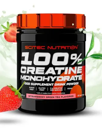 SCITEC 100 % Creatine Monohydrate, Flavoured, 300 g, Strawberry - Green Tea