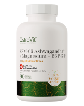 OstroVit KSM-66 Ashwagandha + Magnesium + B6 P-5-P VEGE, 90 kaps.