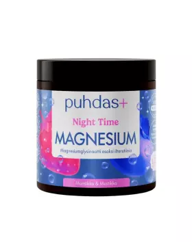 Puhdas+ Night Time Magnesium 80&nbsp;g, Mansikka & Mustikka