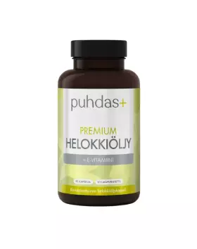 Puhdas+ Premium Helokkiöljy + E-vitamiini, 90 kaps.