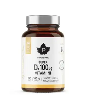 Kampanjakoko: Puhdistamo Super D-vitamiini, 100 mcg, 240 kaps.