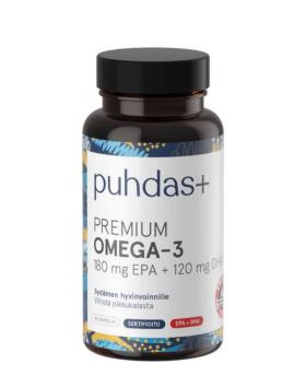 Puhdas+ Premium Omega-3 180 mg EPA + 120 mg DHA, 80 kaps.