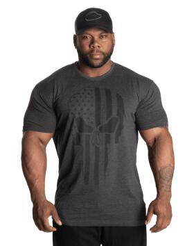 GASP Skull Standard Tee, Dark Grey Melange