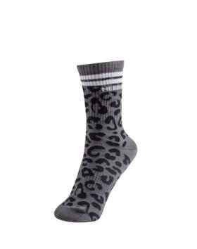 NEBBIA Leopard Crew Socks PRIMAL 106, Black Leopard