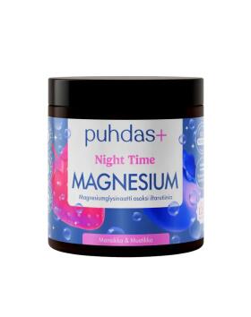 Puhdas+ Night Time Magnesium 80&nbsp;g, Mansikka & Mustikka