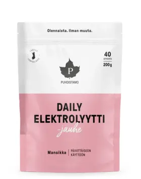 Puhdistamo Daily Elektrolyyttijauhe, 200 g, Mansikka